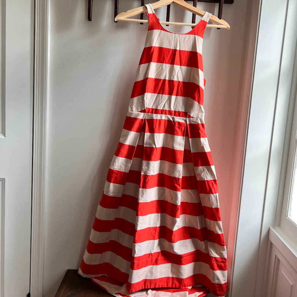 Paper Crown Red/Orange Stripe High Low Halter Dress - 2